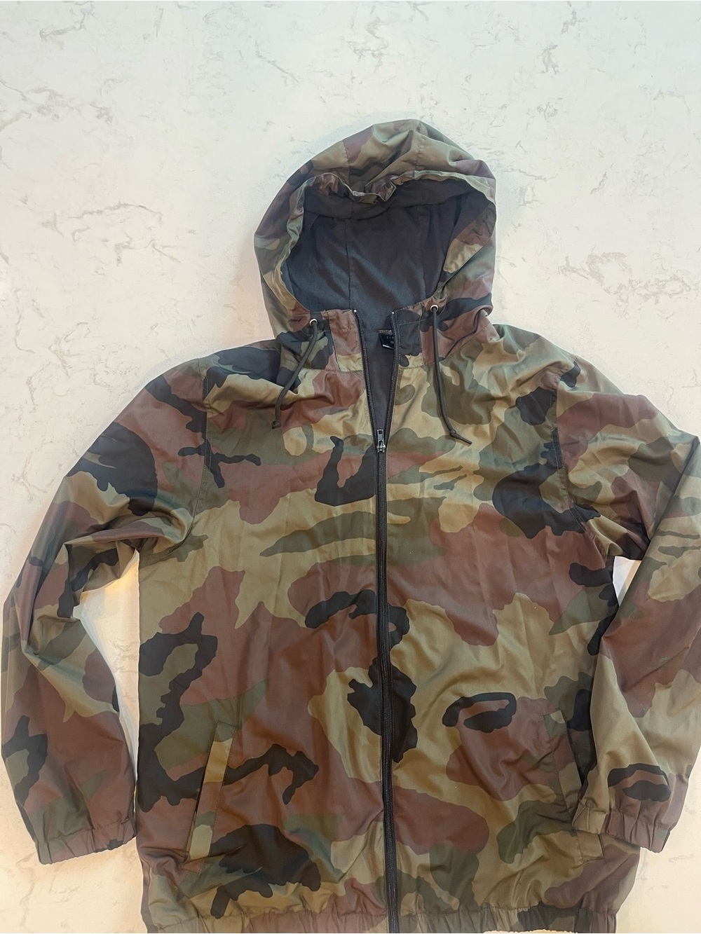 Zine Clothing Camo Hooded Windbreaker - Green/Brown/Black